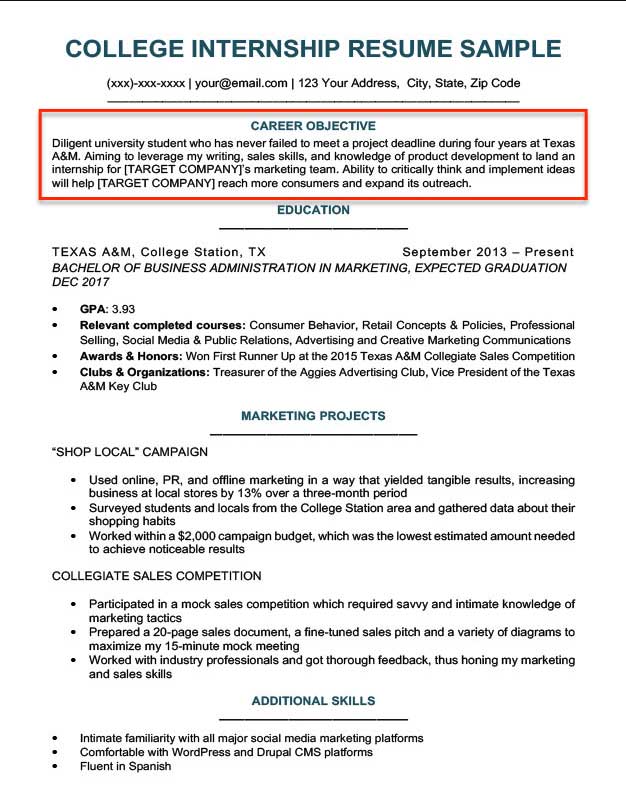 Resume Objective Examples For Students And Professionals Rc