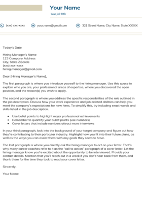 Vanilla Clean Cover Letter Template