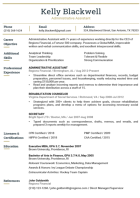Imperial Gold Hybrid Resume Template