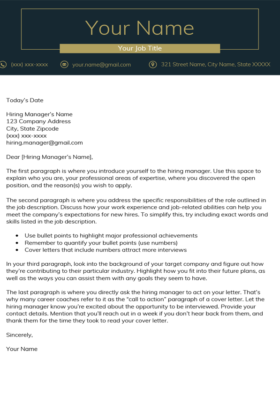 Imperial Gold Professional Cover Letter Template