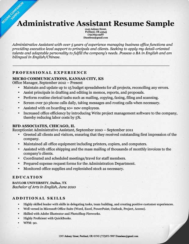 Administrative Assistant Resume Example | Write Yours Today