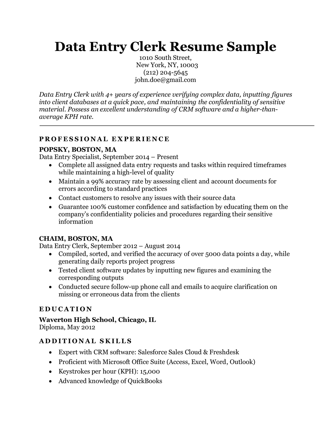 data-entry-clerk-resume-sample-resume-companion