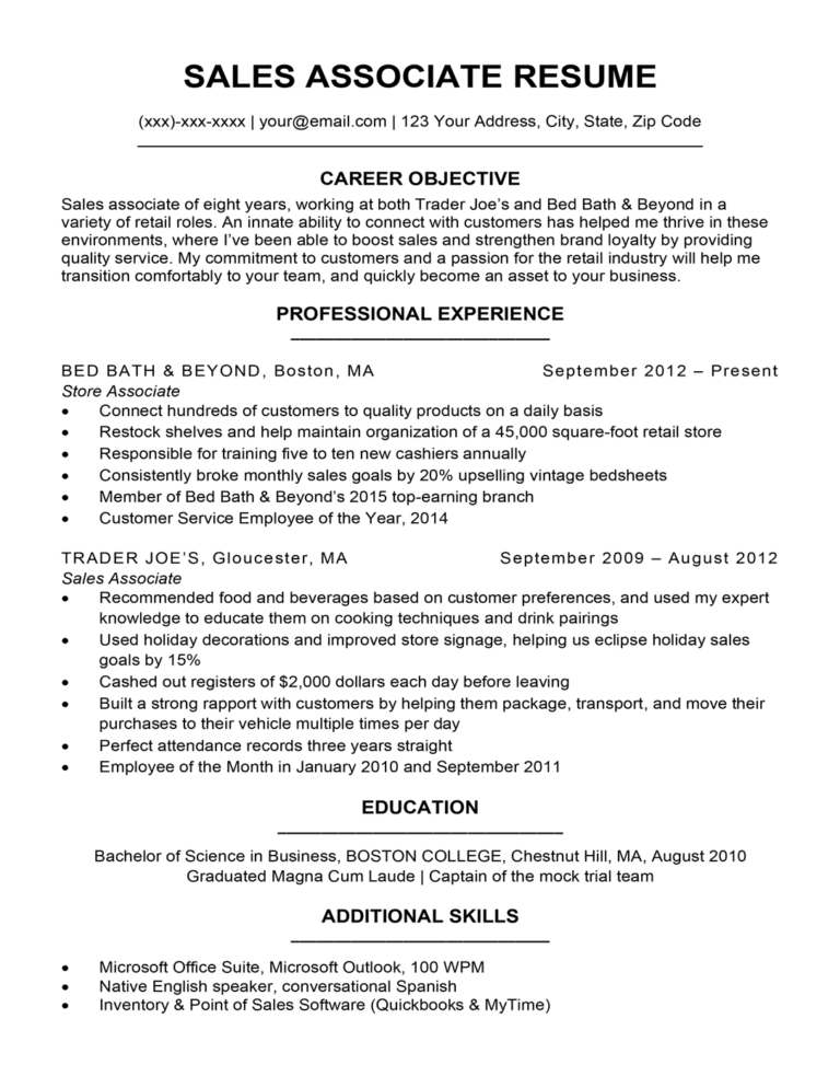 Sales Associate Resume Sample Writing Tips Resume Companion   Sales Associate Resume Sample 768x994 