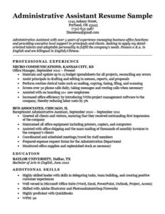 administrative assistant resume example download