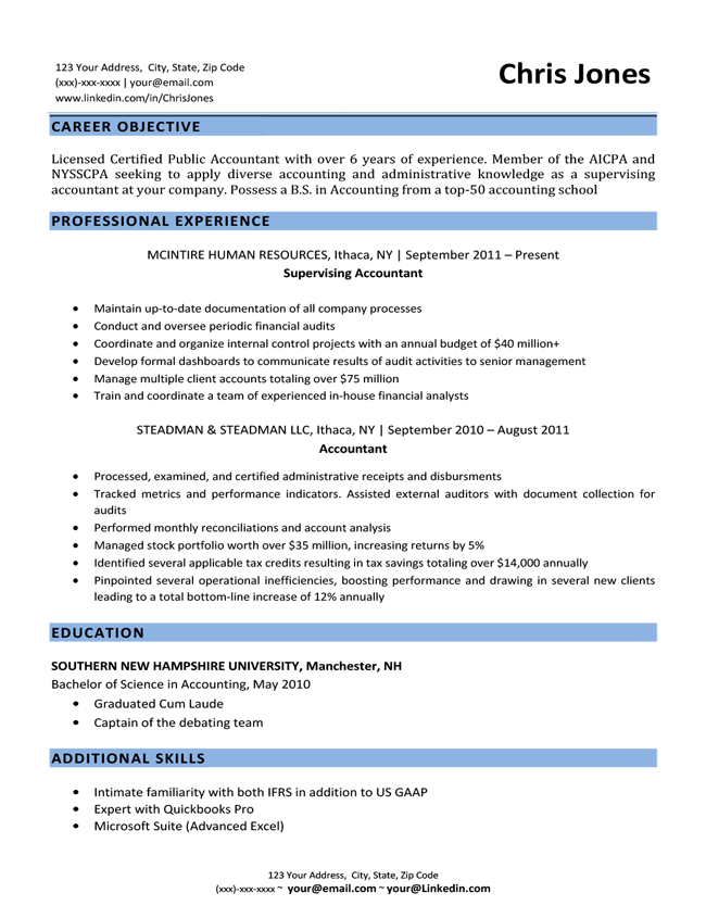 Resume Objectives For Work Immersion - The Accounting Cover Letter