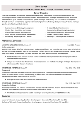 Black and White Career Change Resume Template