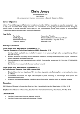 Black and White Military-to-Civilian Resume Template