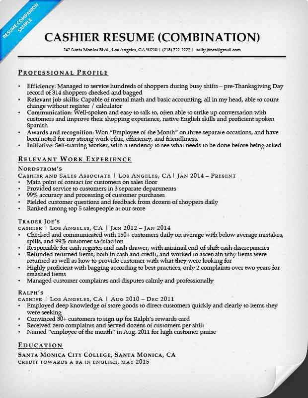 Cashier Resume Sample | Resume Companion