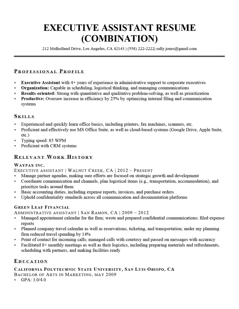 Executive Assistant Resume Example | Resume Companion