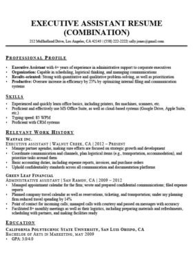 executive assistant resume sample with professional profile