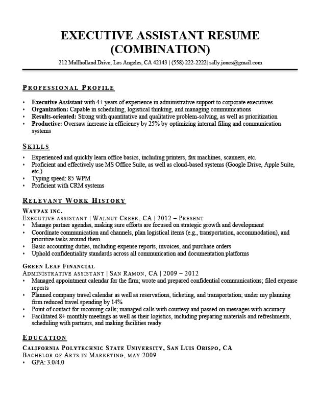 Combination Resume Template Examples Writing Guide