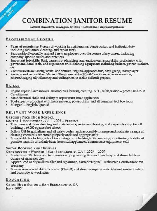 Janitor Resume Sample Resume Companion