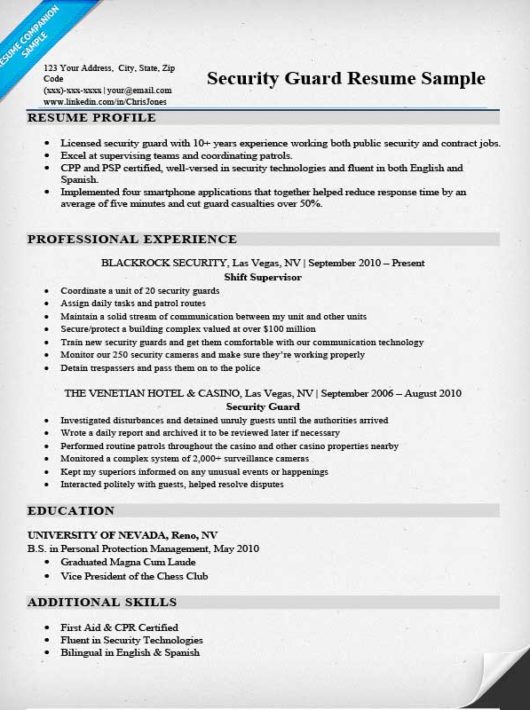 Security Guard Resume Sample Writing Tips Resume Companion