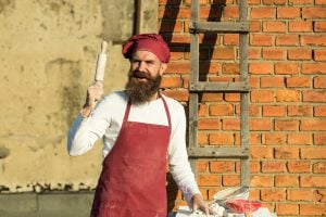 Chef at a construction site