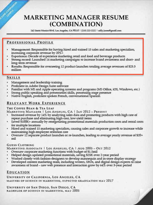 create a resume profile steps tips examples resume