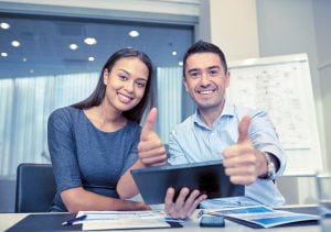Happy hiring managers thumbs up