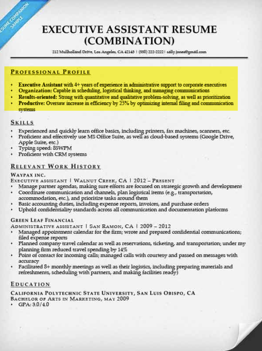 Create A Resume Profile Steps Tips & Examples