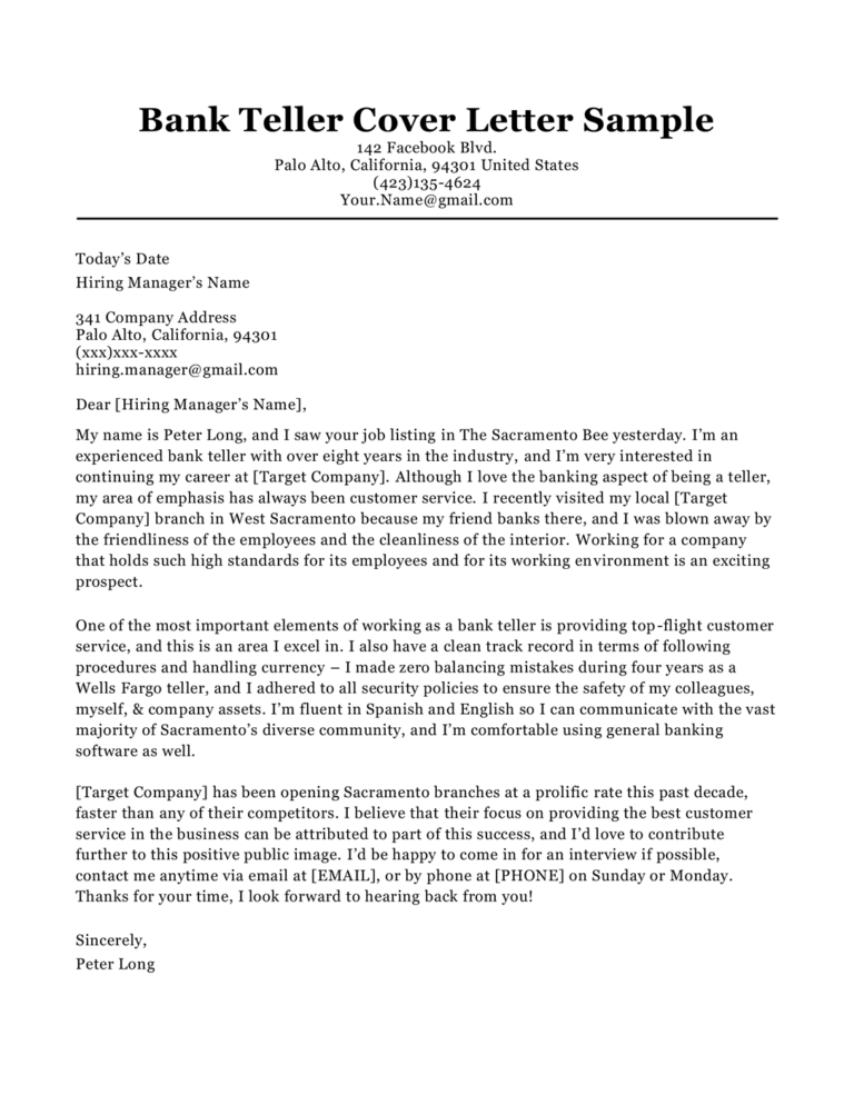 Bank Teller Cover Letter Sample & Tips | Resume Companion