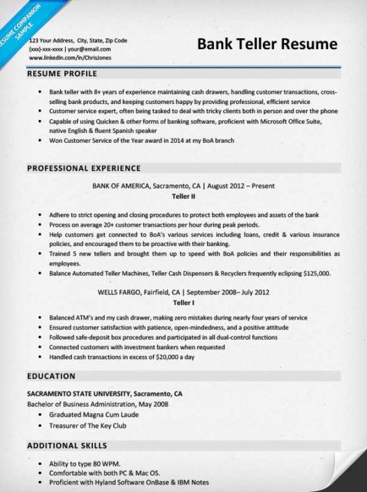 Bank Teller Resume Sample & Writing Tips  Resume Companion