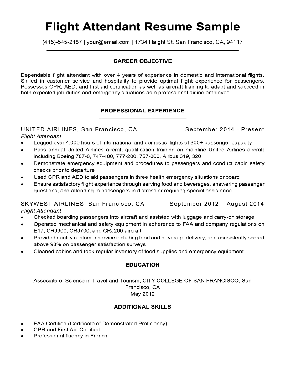 Flight Attendant Resume Sample Cover Letter Sample For Job Application