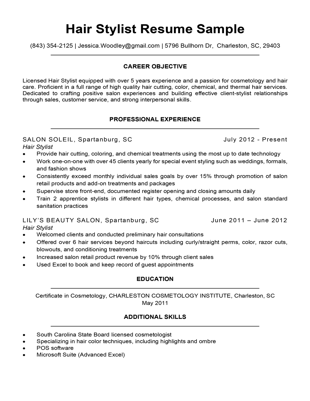 Cover Letter Examples For Hairstylist from resumecompanion.com