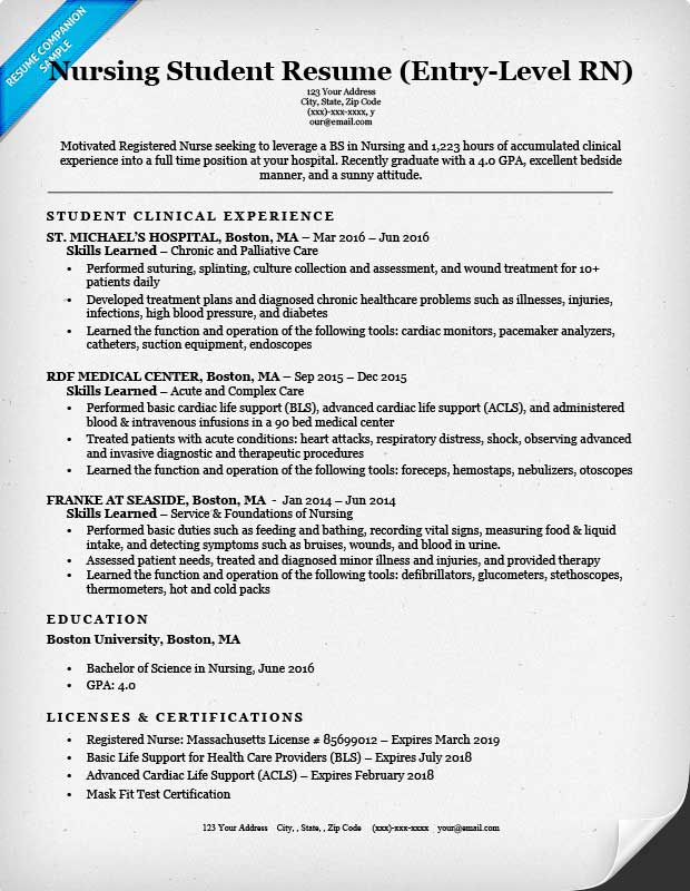 Entry-Level Nursing Student Resume Sample & Tips ...