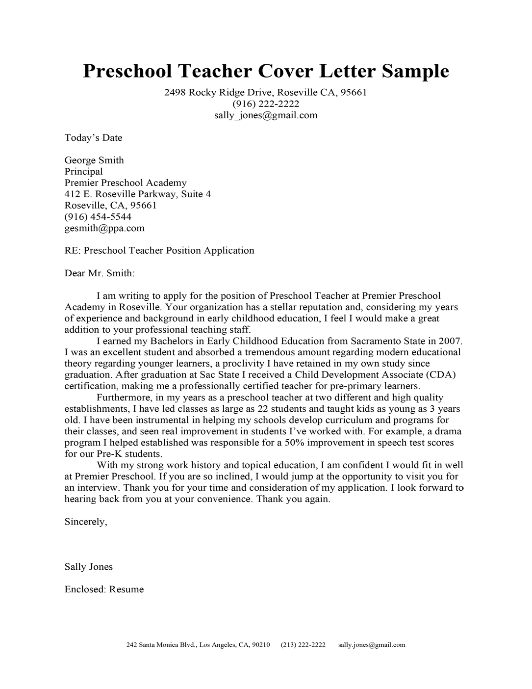 Cover Letter Teacher Example from resumecompanion.com