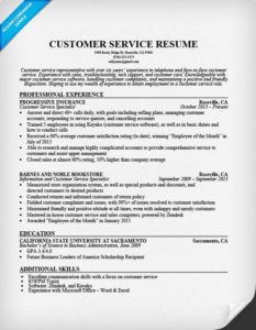 Custom service representative resume