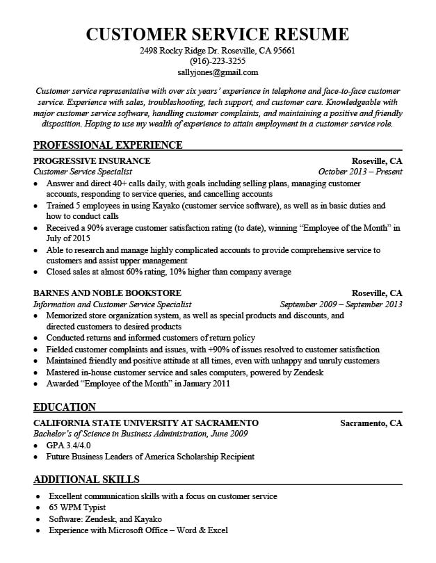 Customer Service Resume Sample Resume Panion