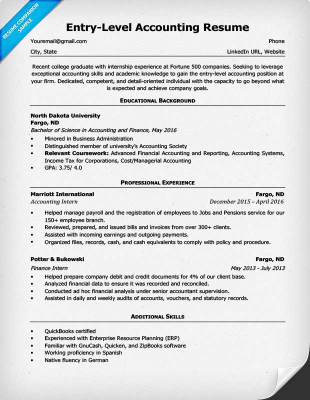 EntryLevel Accounting Resume Sample & 4 Writing Tips  RC
