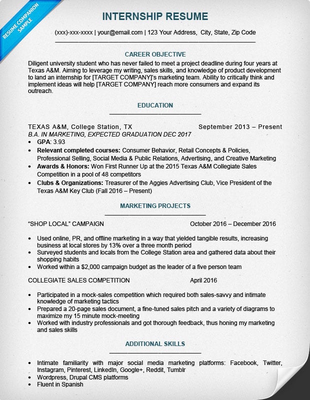 College Student Resume Sample & Writing Tips Resume Companion