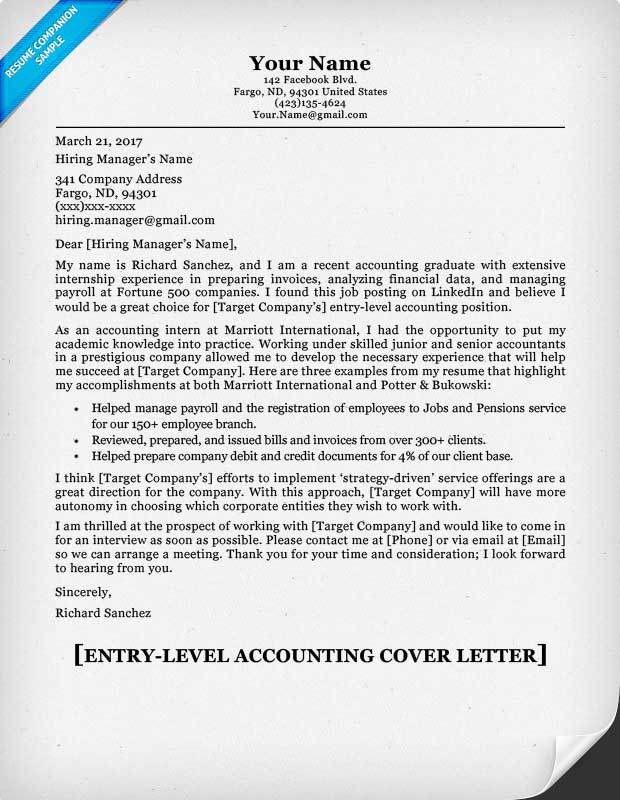 accounting manager cover letter sample