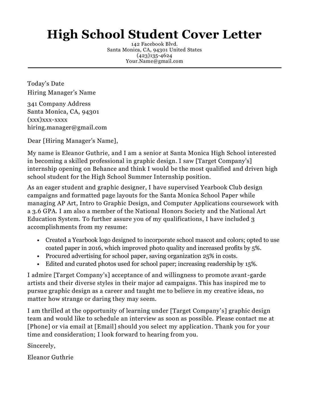 College Student Cover Letter For Internship from resumecompanion.com
