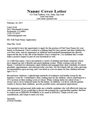 How To Write A Nanny Reference Letter