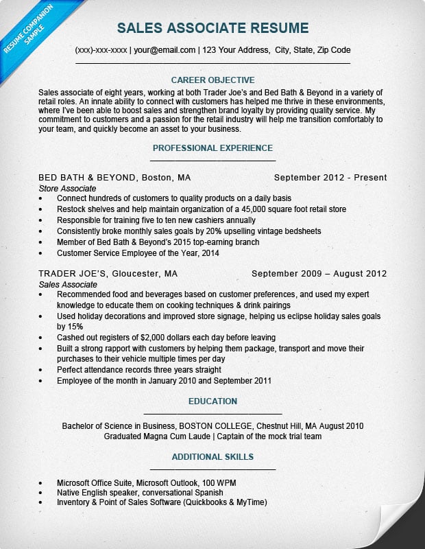 Sales Associate Resume Sample And Writing Tips Resume Companion 2290