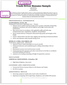 Resume Margins Fonts Style amp - Truck Driver Resume Margins Sample E1494566108176 236x300 