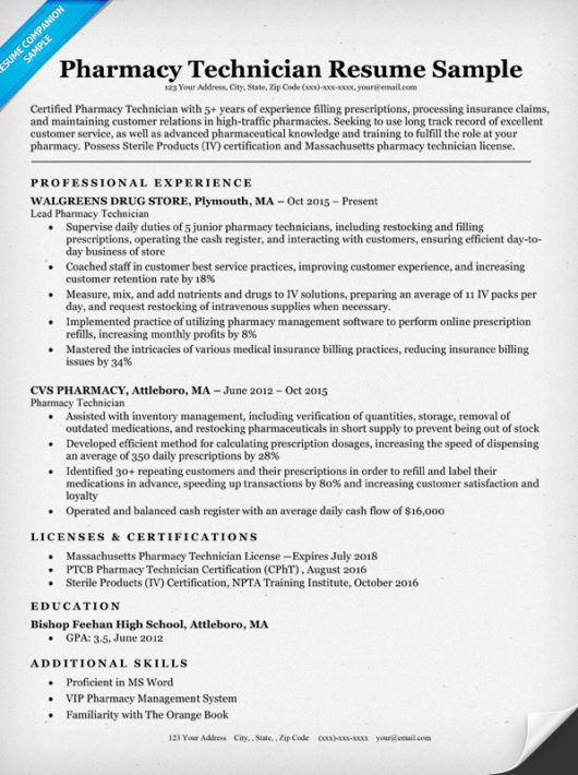 pharmacy technician resume sample  u0026 writing tips