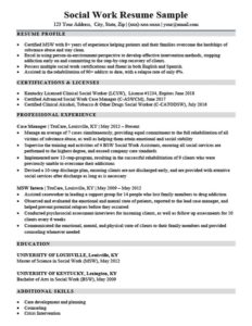 social work resume sample download