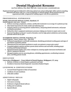 dental hygienist resume example