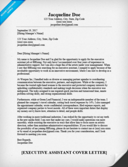 Executive Assistant Cover Letter Sample & Tips ...