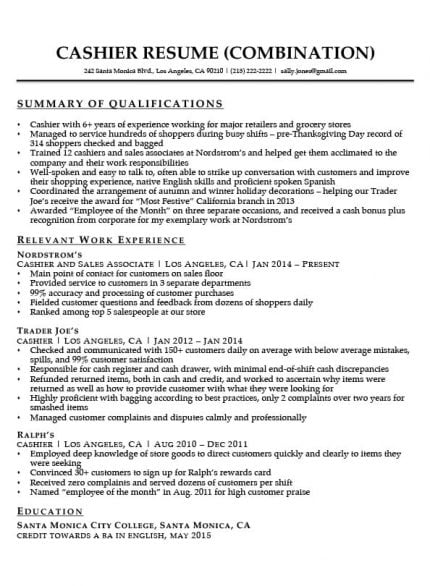 summary of qualifications sales resume