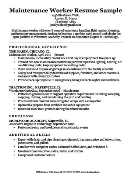 Plumber Resume Sample Word