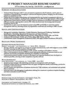 project manager resume example download