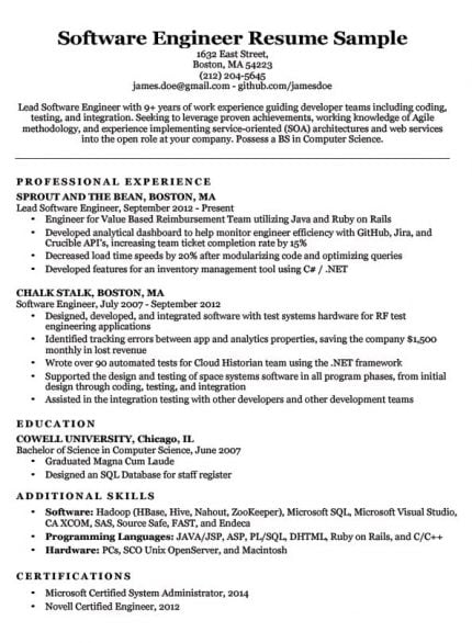 Computer Engineer Resume Sample - Free Resume Templates