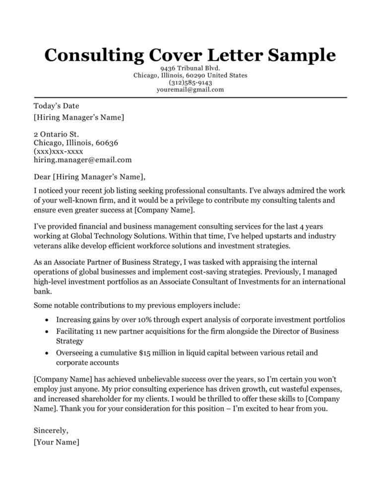 consulting cover letter examples reddit
