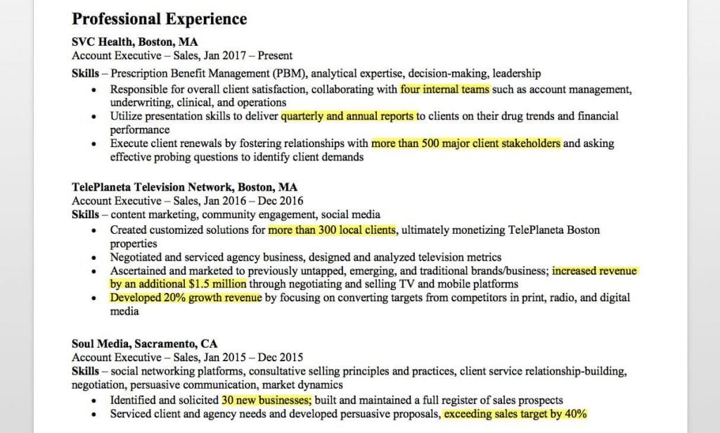 Account Executive Resume Writing Tips Resume Companion