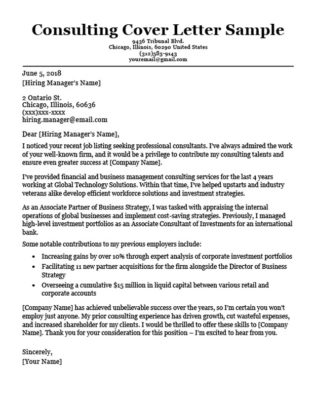 Consulting Cover Letter Sample & Writing Tips | Resume ...