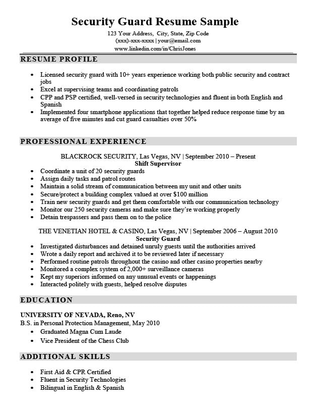 creative security resume template free download