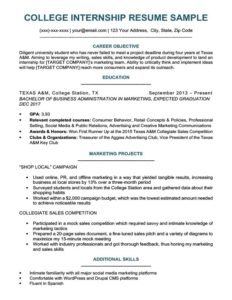 college student resume for internship sample download