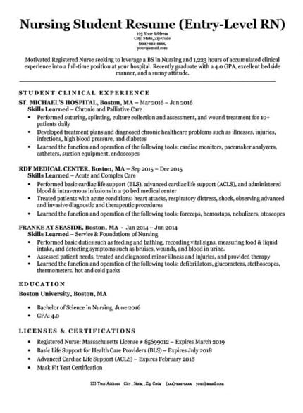 nurse student resume template